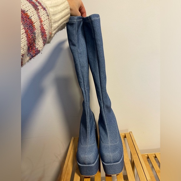 Knee High Denim Boots - Picture 6 of 6